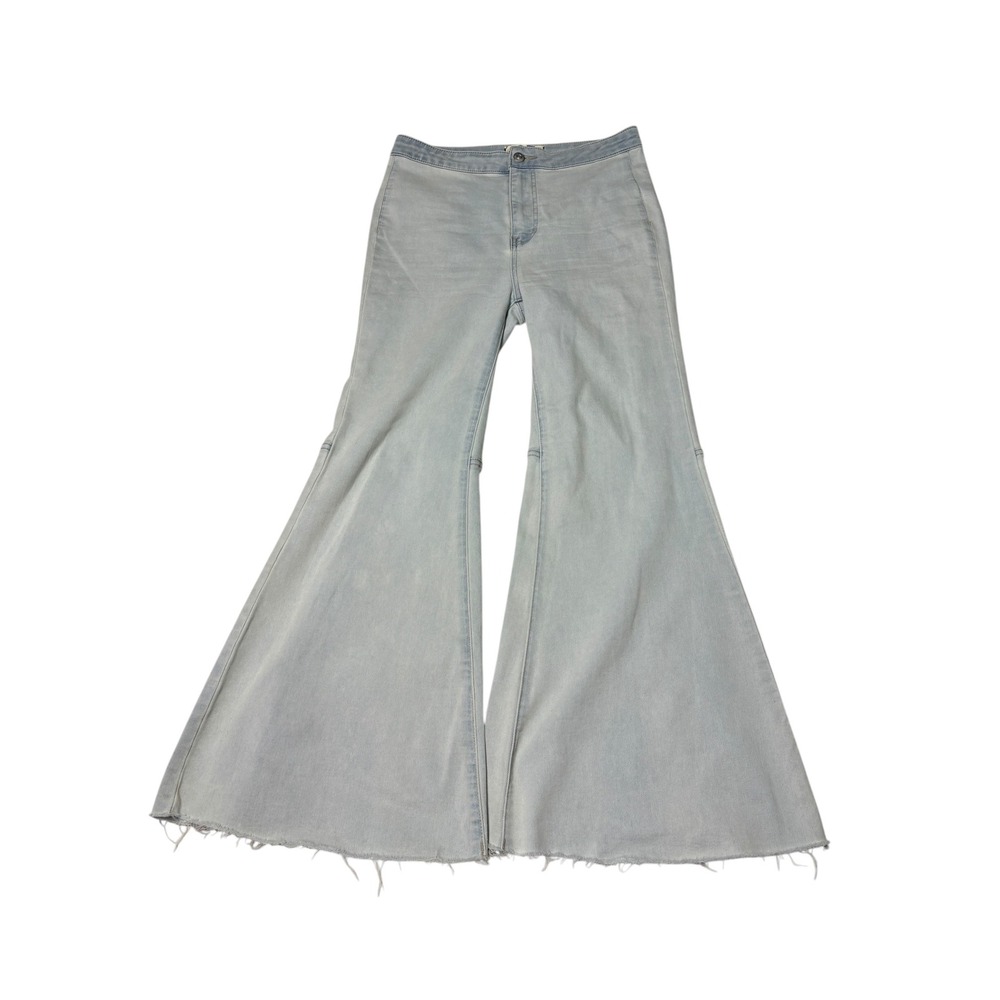 We The Free Free People Just Float On Flare Jeans Light Wash Raw Hem Women 27X27